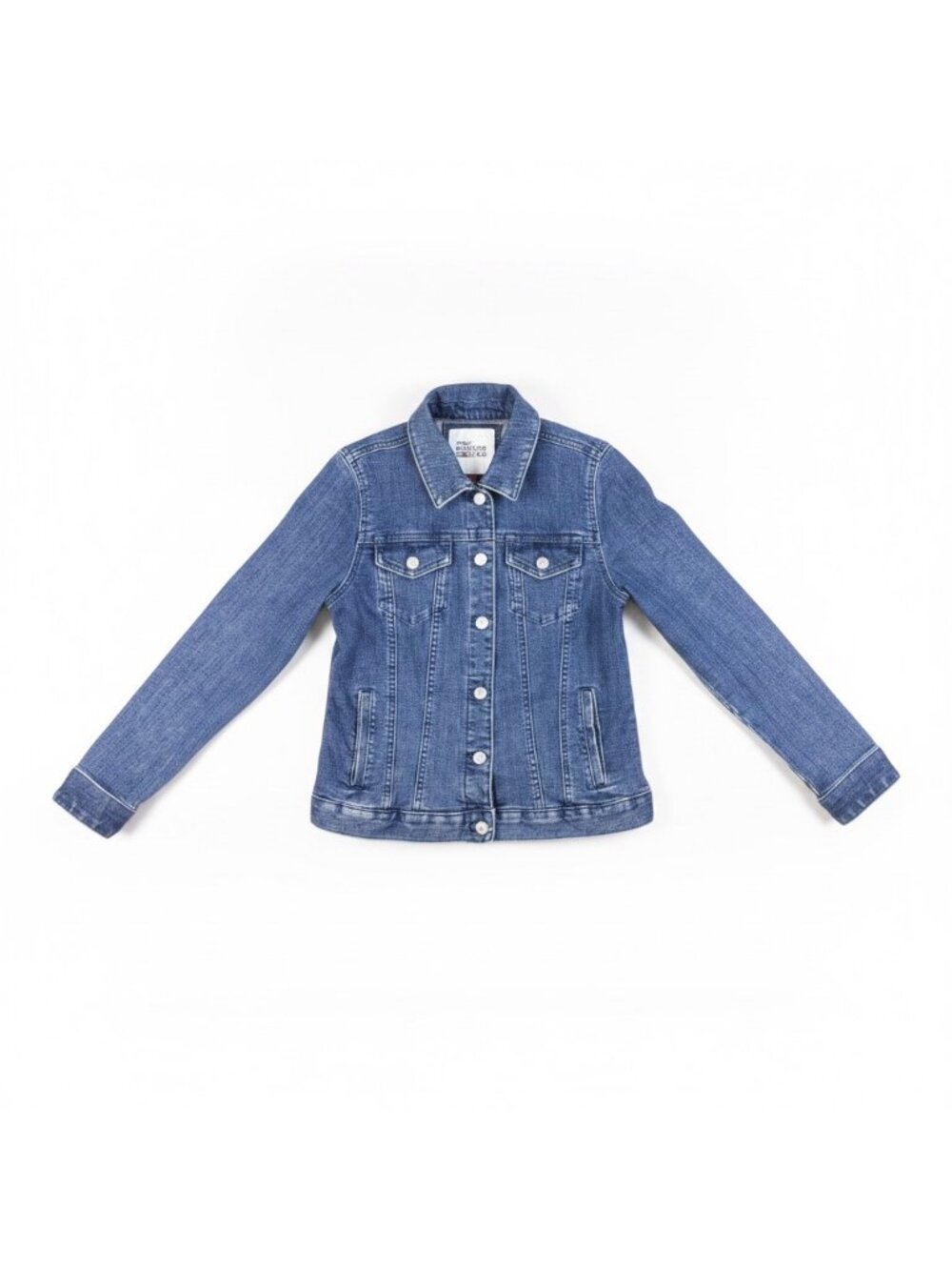 Tommy Hilfiger Womens Blue Denim Jacket Button-Up Stretch Fabric Casual Fit Sz M